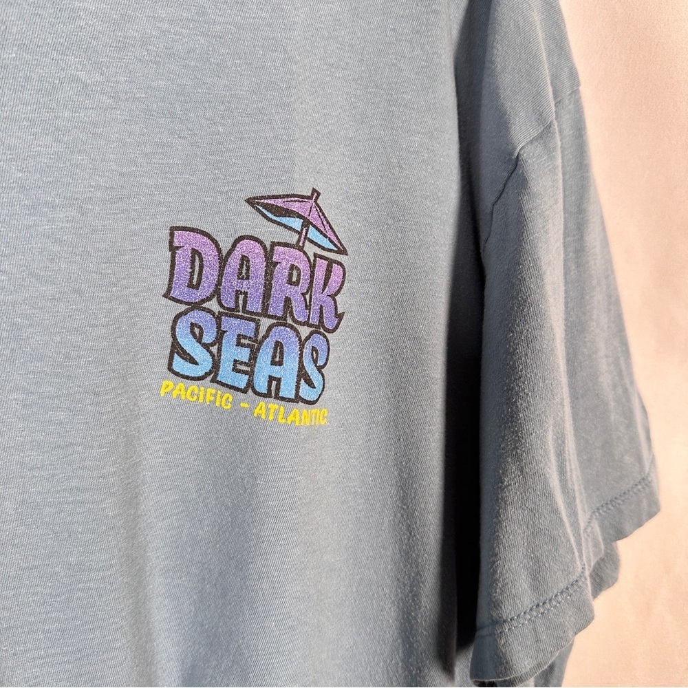 Dark Seas Division Graphic Tee — Tiki Mug Mermaid Surf Shirt (L) Blue Streetwear - Picture 6 of 9